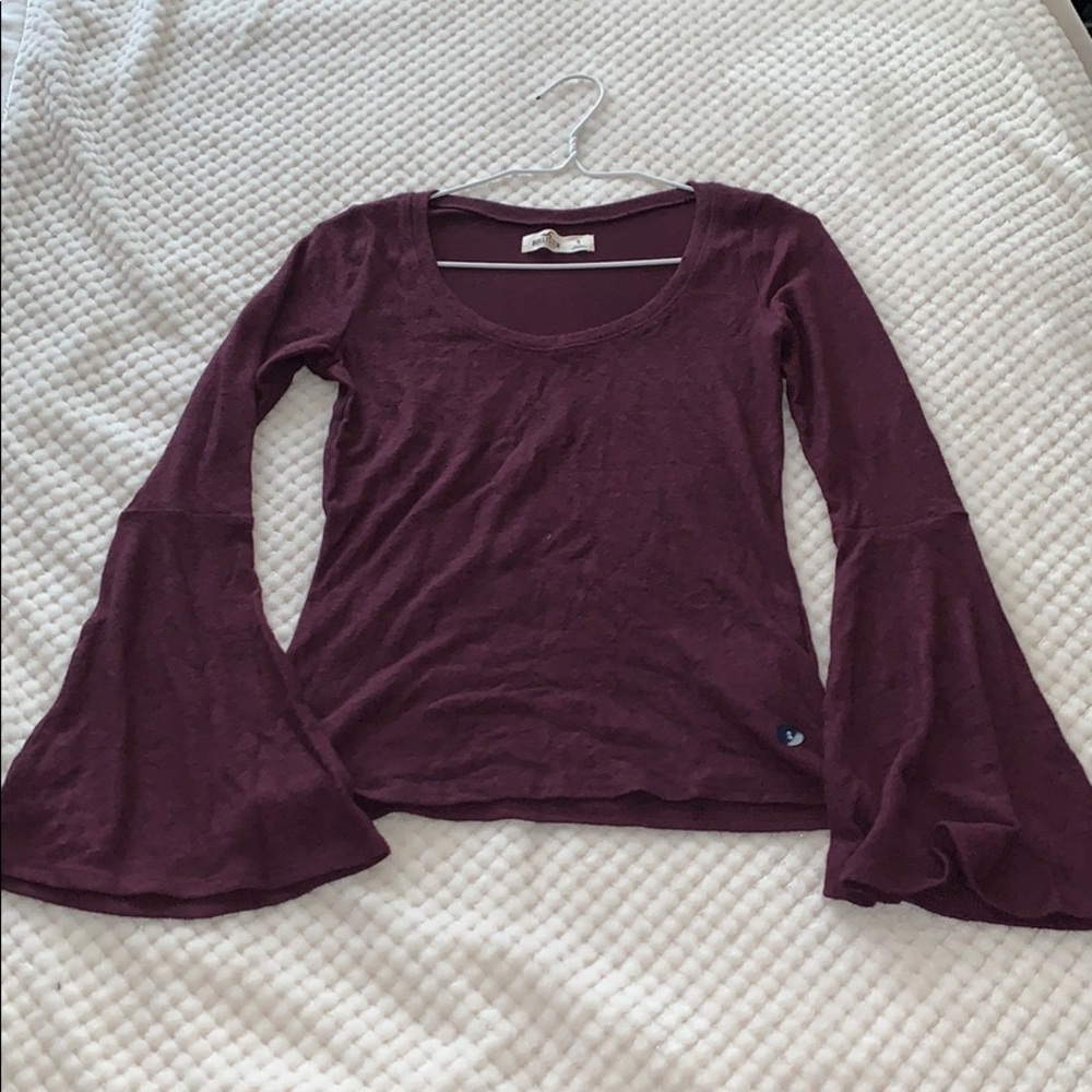 Long purple bell sleeved sweater
